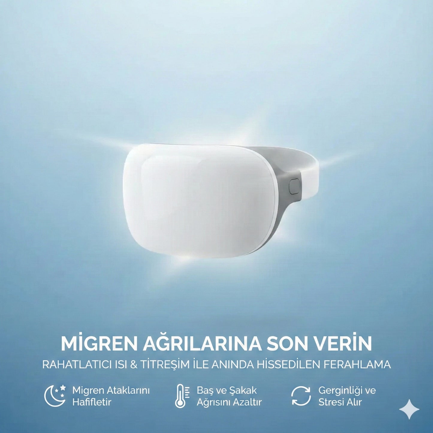 Isı ve Titreşimli Migren Rahatlatıcı Göz Maskesi
